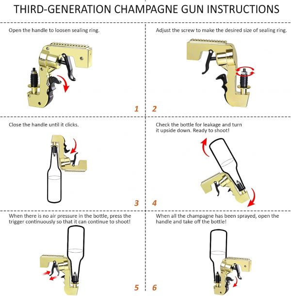 Pistolet à bière, pistolet à champagne de 3e génération, pistolet à alcool pour bouteille de bière, distributeur de vin rouge pour fête, anniversaire, NoëL – Image 3