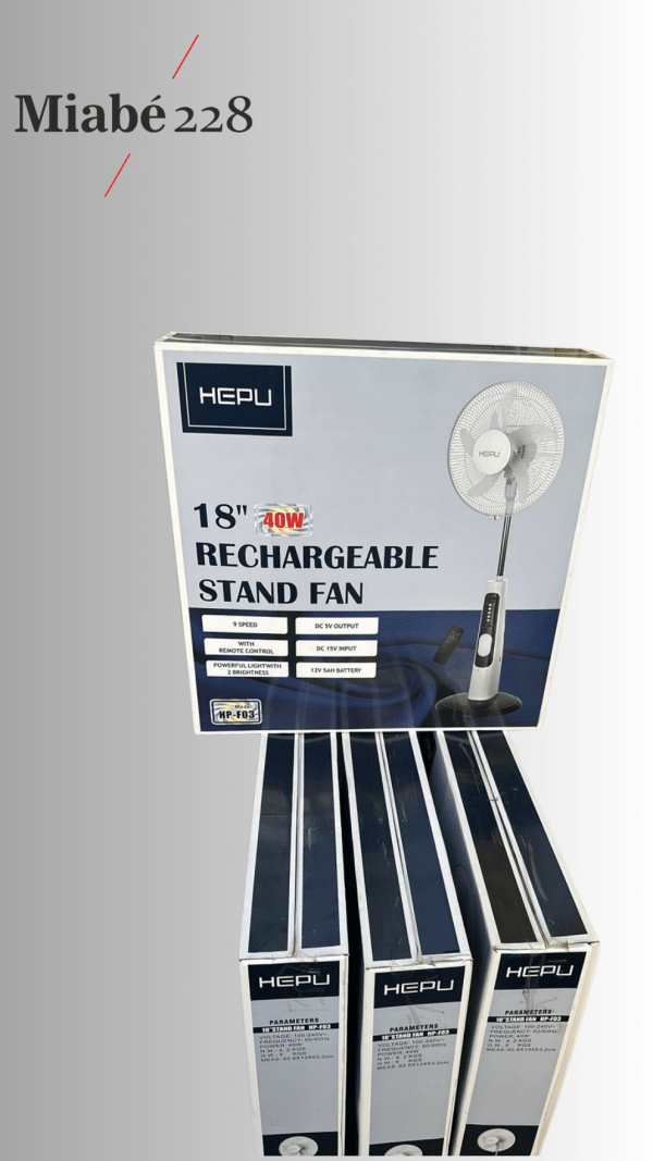 VENTILATEUR Rechargeable HEPU STAR 18" 40W (Modèle HP-F03) – Image 2