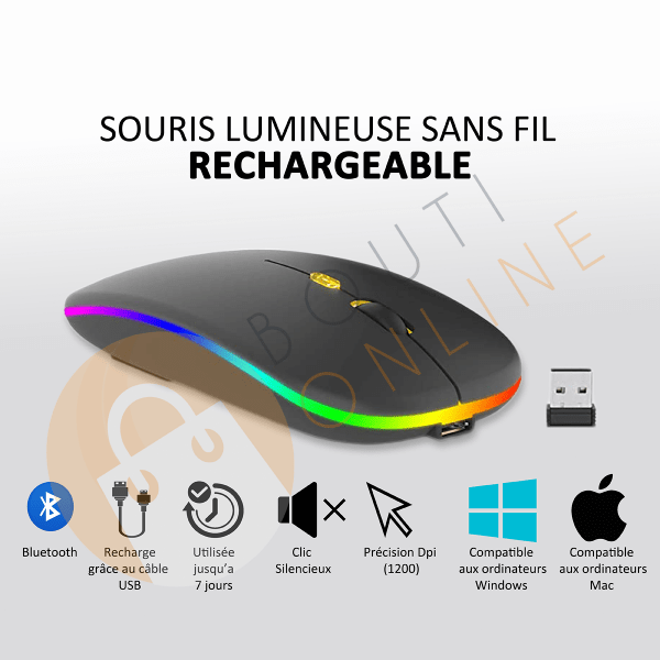 Souris Chargeable sans fil Lumineux – Image 4