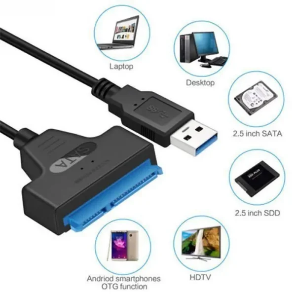 Câble USB 3.0 vers SATA 20cm - Disque dur externe 2.5 - SSD - HDD - 1 pièce – Image 2